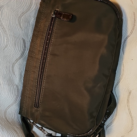 Brighton Olive Green Nylon Lesther Trimmed Crossbody Shoulderbag - Picture 4 of 10